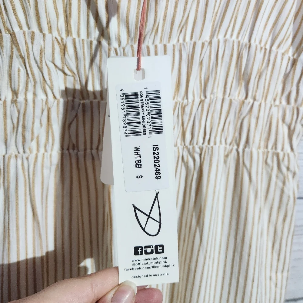MINKPINK Cream Striped Dress, NWT Size S - Picture 7 of 10